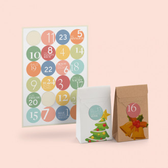 Stickerbogen Adventskalender Zahlen Pastell