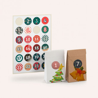 Stickerbogen Adventskalender Zahlen Bunt